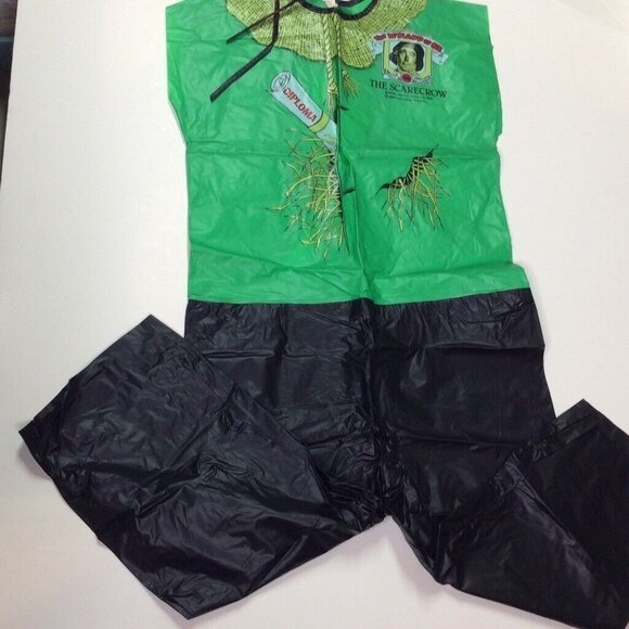Vintage 80s Wizard Of Oz Scarecrow Green Costume S 50th Anniversary Halloween - Picture 2 of 10